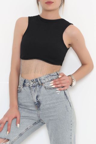 Zincir Detaylı Crop Bady Siyah - 11550.1567.