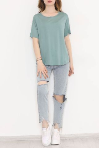 Ön Kısa Arka Uzun Tişört Mint - 10662.1095.