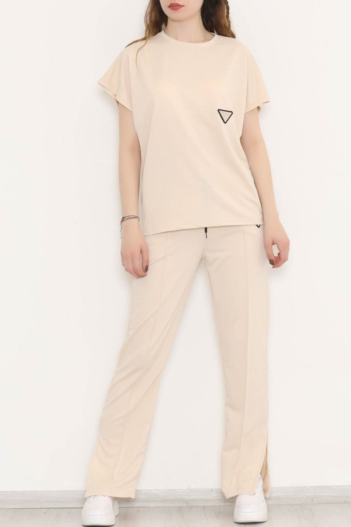 Paça Yırtmaçlı Takım Bej - 11213.5238.