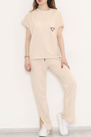 Paça Yırtmaçlı Takım Bej - 11213.5238.