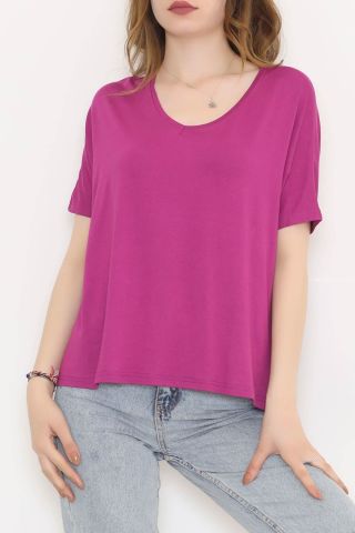 V Yaka Salaş Tişört Mor - 10669.1095.