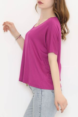 V Yaka Salaş Tişört Mor - 10669.1095.