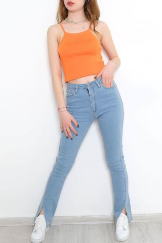 Paça Yırtmaçlı Kot Pantolon Açıkmavi1 - 10631.1184.