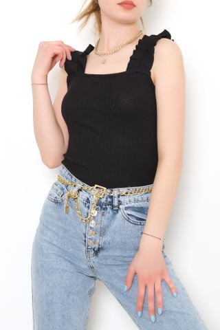 Askılı Kaşkorse Bluz Siyah - 10809.1567.