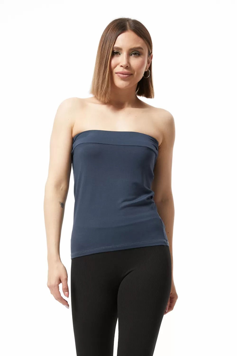 Straplez Bluz Açık Lacivert - 0015.138