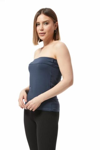 Straplez Bluz Açık Lacivert - 0015.138