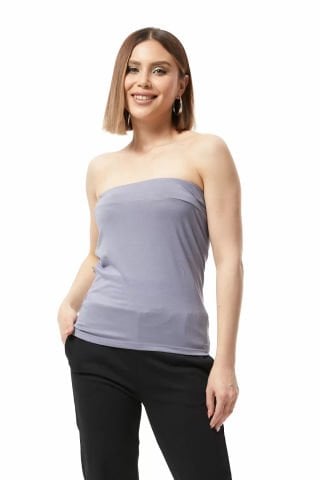 Straplez Bluz Gri - 0015.138