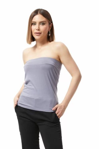 Straplez Bluz Gri - 0015.138