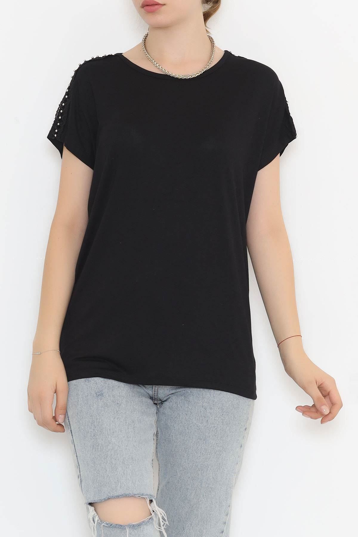 Omuz Taş Detaylı Bluz Siyah - 11689.102.