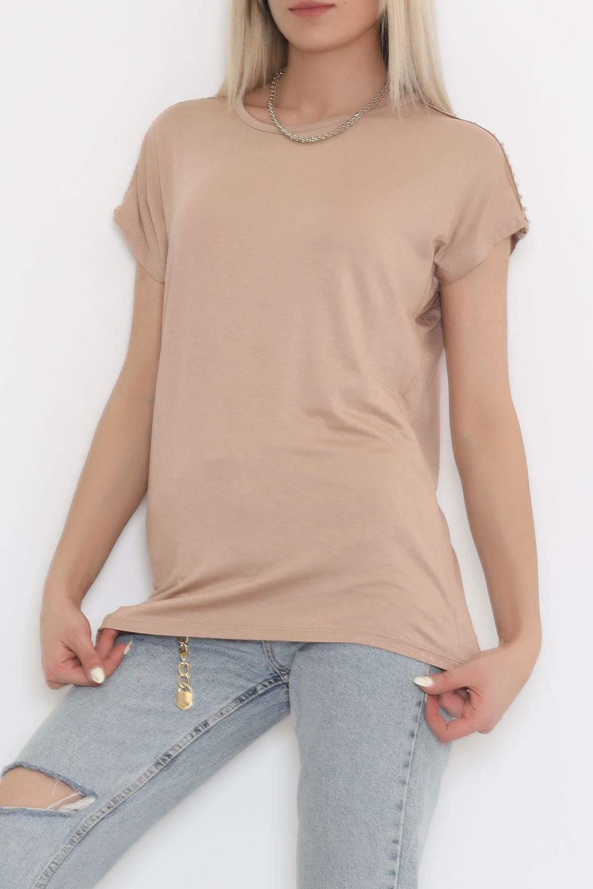 Omuz Taş Detaylı Bluz Vizon1 - 11689.102.