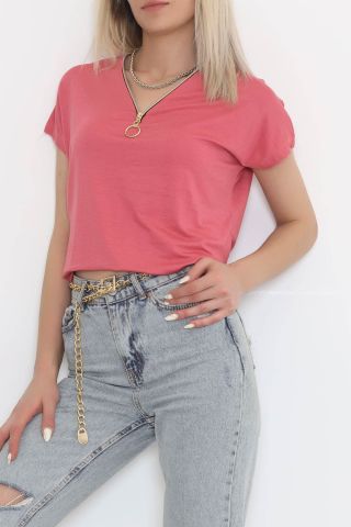 Fermuar Detaylı Bluz Pembe - 11688.102.