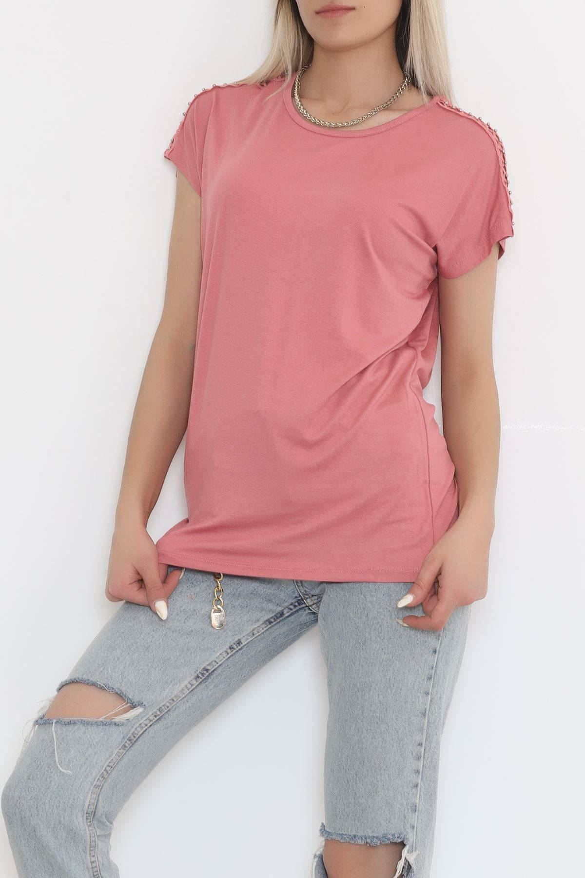 Omuz Taş Detaylı Bluz Pembe - 11689.102.