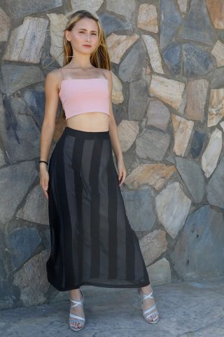Bel Fermuarlı Tül Etek Siyah - P-019652