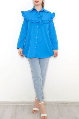 Takma Yakalı Tunik Mavi - 1108.1289.