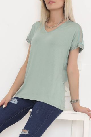 Omuz Tül Detaylı Bluz Çağla - 11690.102.