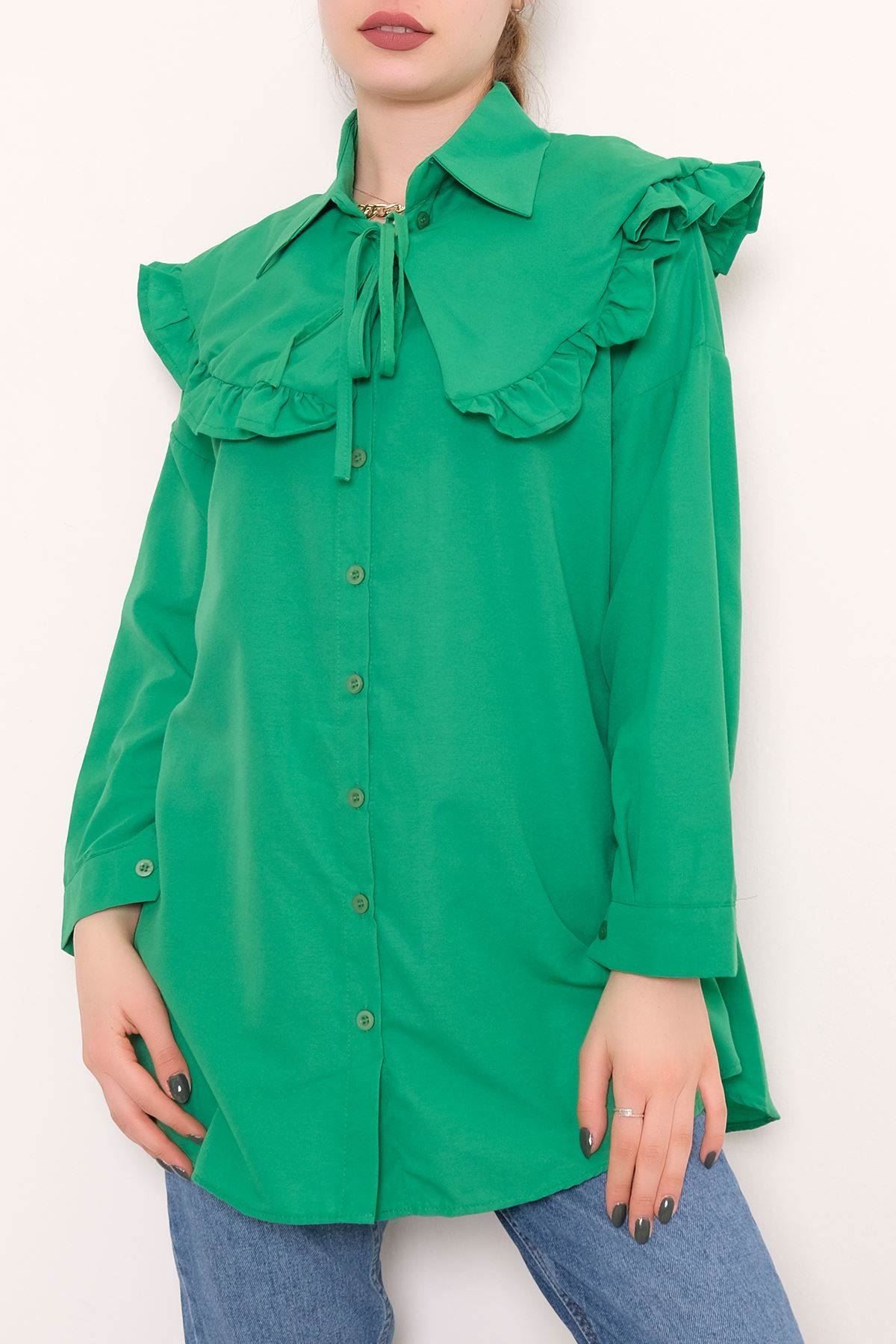 Takma Yakalı Tunik Yeşil - 1108.1289.