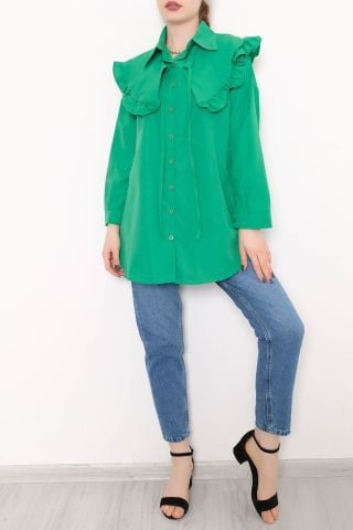 Takma Yakalı Tunik Yeşil - 1108.1289.