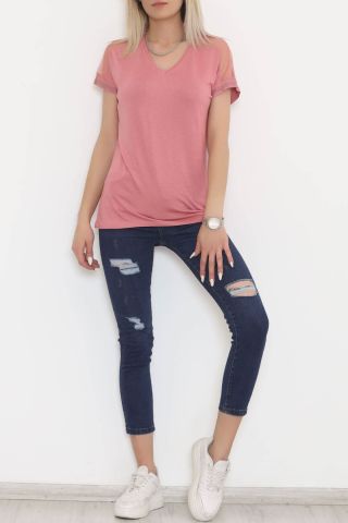 Omuz Tül Detaylı Bluz Pembe - 11690.102.