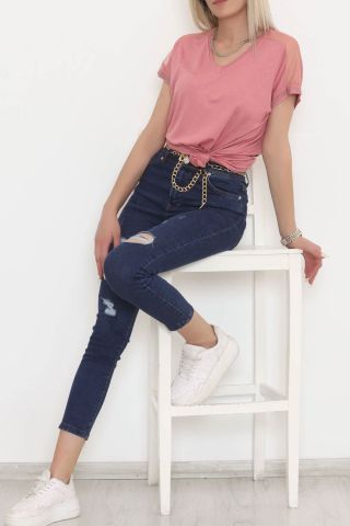 Omuz Tül Detaylı Bluz Pembe - 11690.102.