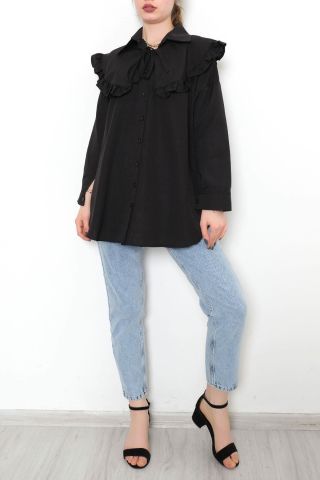 Takma Yakalı Tunik Siyah - 1108.1289.