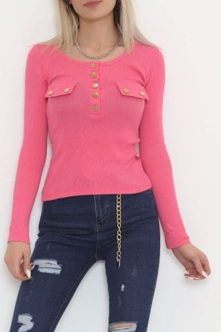 Önü Çıtçıt Detaylı Bluz Pembe - 11721.1567.