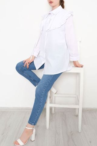 Takma Yakalı Tunik Beyaz - 1108.1289.