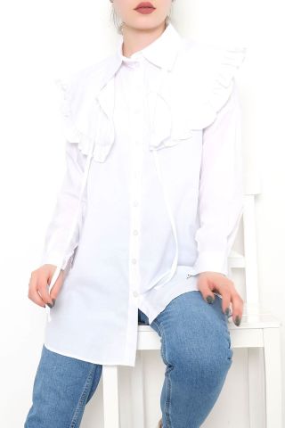 Takma Yakalı Tunik Beyaz - 1108.1289.