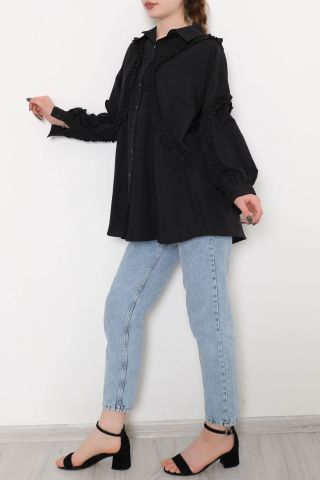 Önü Fırfırlı Tunik Siyah - 1116.1289.