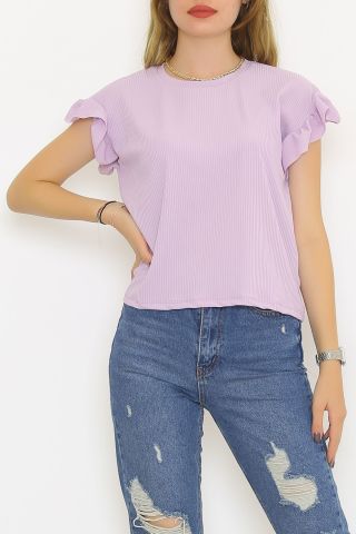 Kol Fırfırlı Kaşkorse Bluz Lila - 5042.1234.