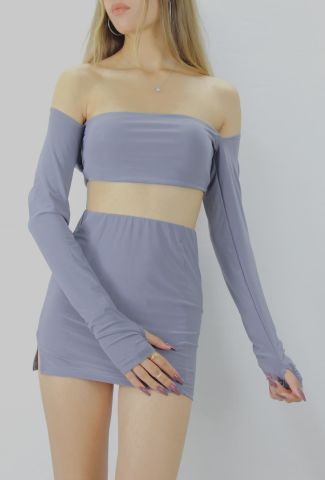 Sandy Kumaş Etek Bluz İkili Takım Antrasit - 143.214.