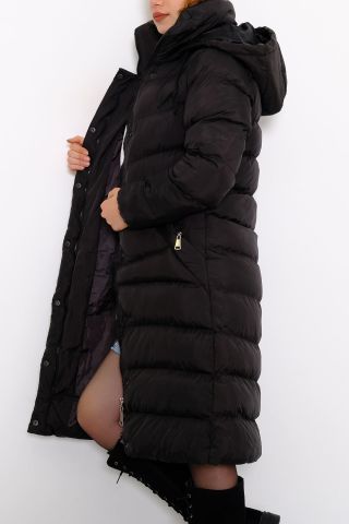 Uzun Şişme Mont Siyah - 1781.1555.