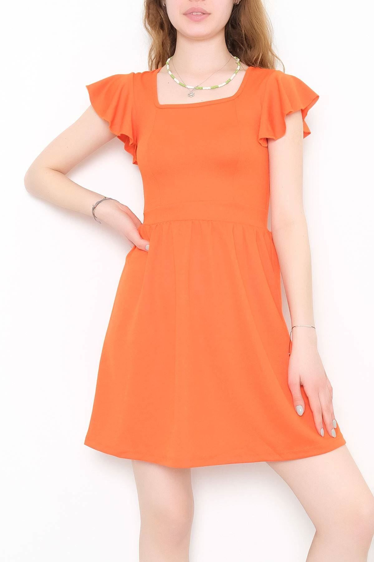 Kol Fırfırlı Elbise Turuncu - 10684.631.