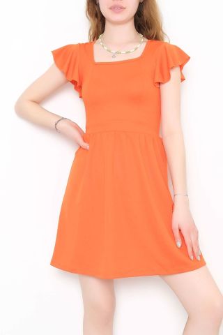 Kol Fırfırlı Elbise Turuncu - 10684.631.