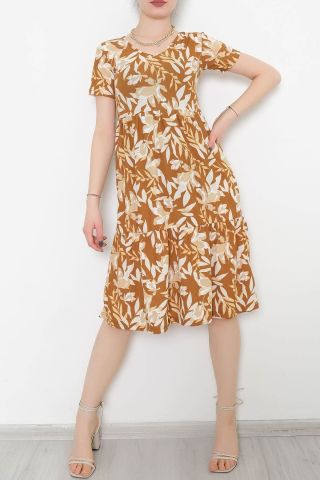 Büzgülü Kaşkorse Elbise Sütlükahve - 1709.1095.