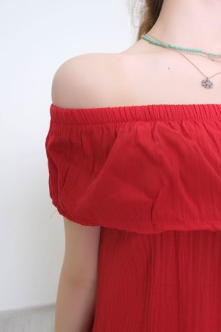 Şile Kumaş Madonna Elbise Kırmızı - 1236.1095.