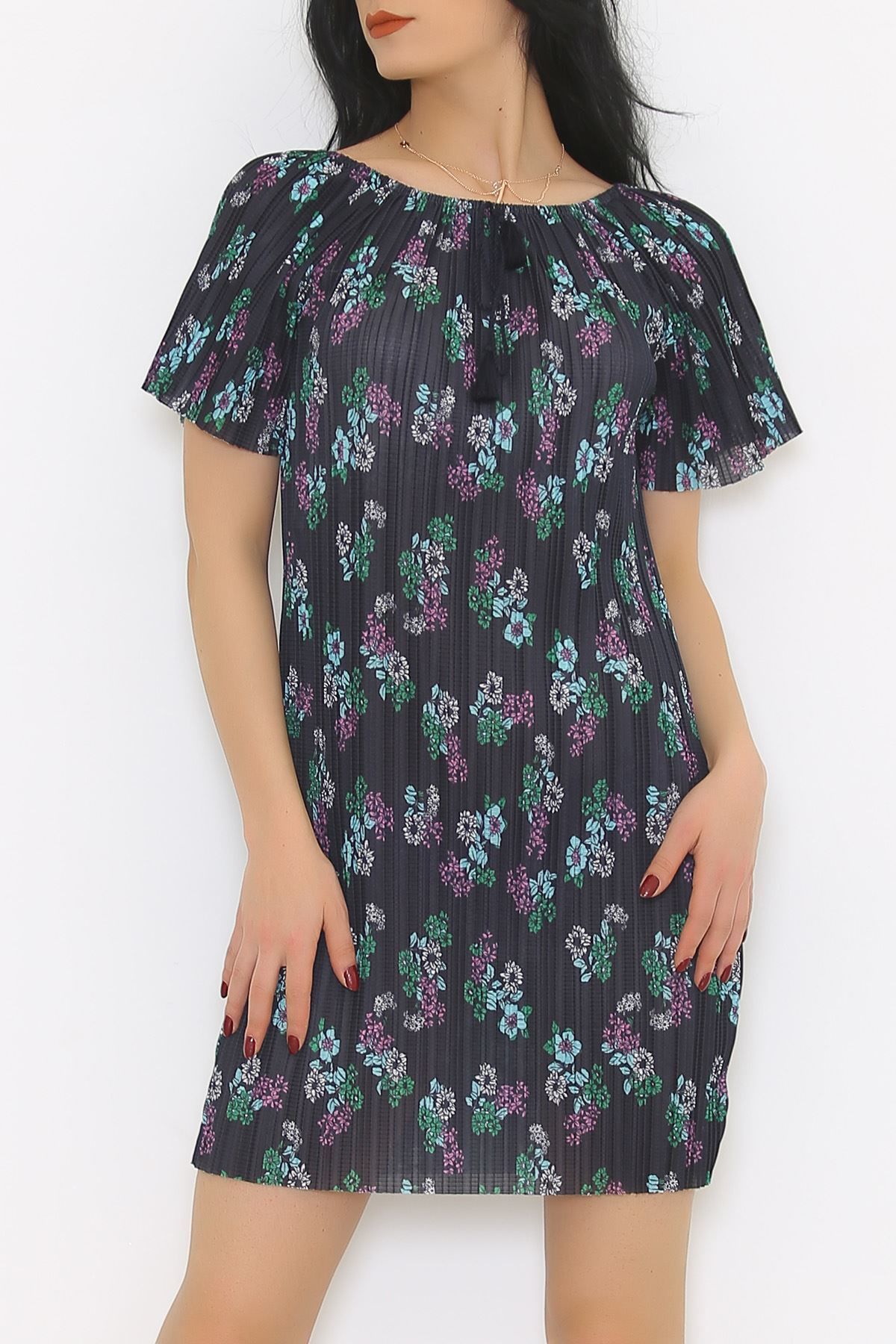 Madonna Yaka Elbise Çiçeklisiyah - 9648.107.