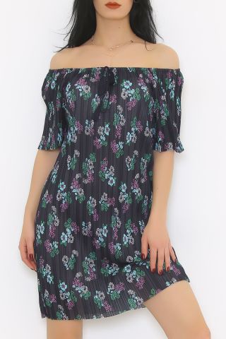 Madonna Yaka Elbise Çiçeklisiyah - 9648.107.