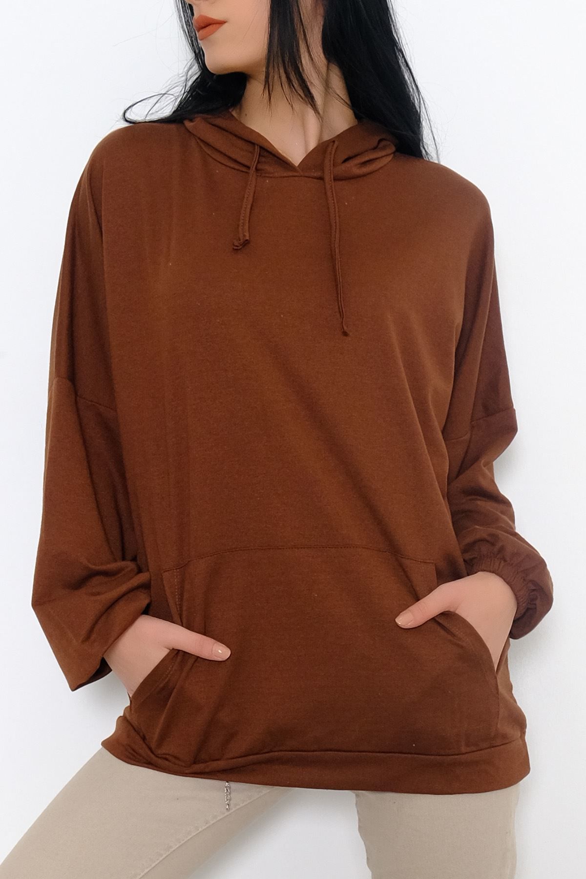 2 İplik Kapşonlu Sweat Kahve - 10202.253.