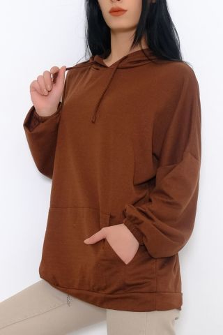 2 İplik Kapşonlu Sweat Kahve - 10202.253.
