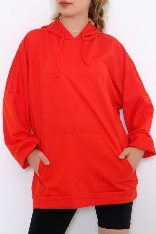 2 İplik Kapşonlu Sweat Kırmızı - 10202.253.