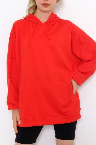 2 İplik Kapşonlu Sweat Kırmızı - 10202.253.