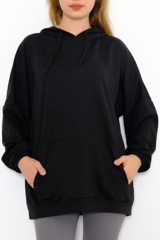 2 İplik Kapşonlu Sweat Siyah - 10202.253.