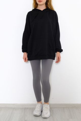 2 İplik Kapşonlu Sweat Siyah - 10202.253.