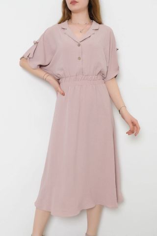 Beli Lastikli Elbise Bej - 10773.1322.