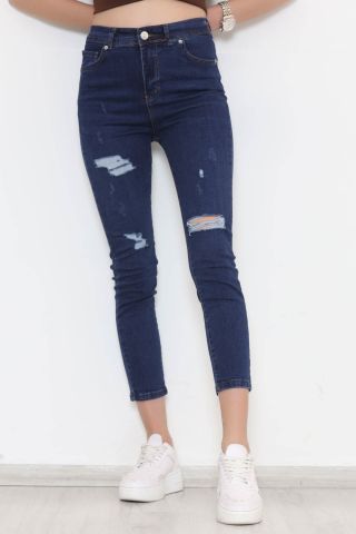 Lazer Kesim Kot Pantolon  Mavi - 11394.1431.