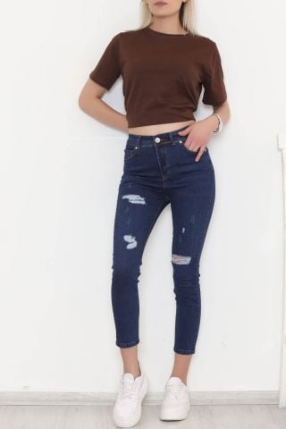 Lazer Kesim Kot Pantolon  Mavi - 11394.1431.