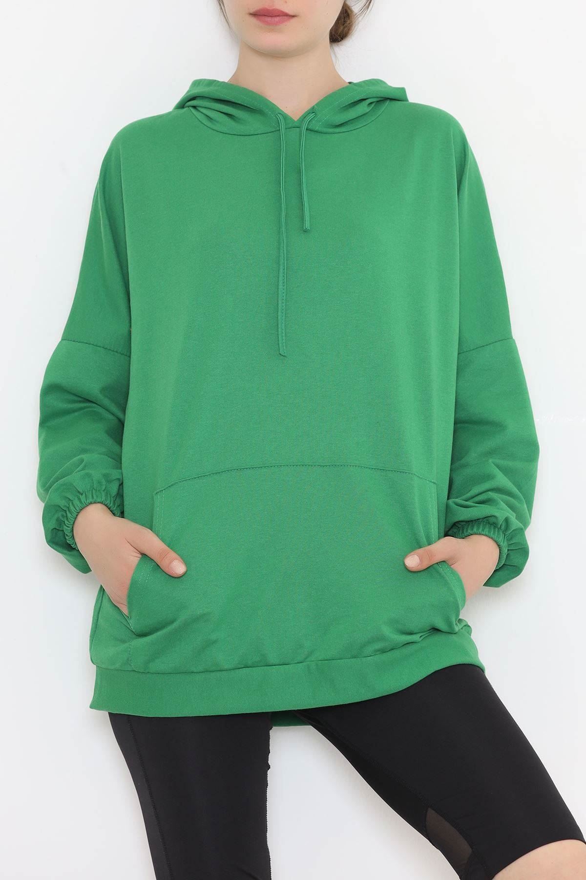 2 İplik Kapşonlu Sweat Yeşil1 - 10202.253.