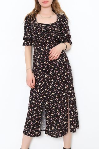 Büzgülü Elbise Siyah - 5252.1234.