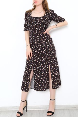 Büzgülü Elbise Siyah - 5252.1234.