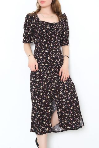 Büzgülü Elbise Siyah - 5252.1234.